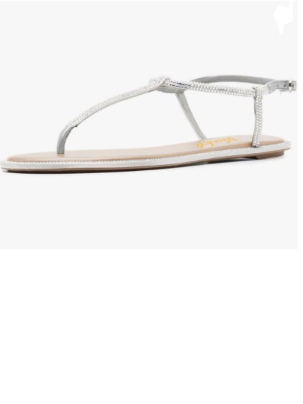 miss left Silver Rhinestone T-Strap Thong Sandals Open Clip Toe Flip Flops Shoes